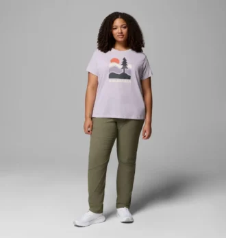 Camisa ajustada de manga corta con estampado Ruby Springs™ para mujer – Tallas grandes