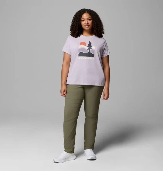 Camisa ajustada de manga corta con estampado Ruby Springs™ para mujer – Tallas grandes