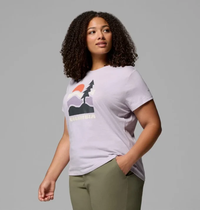 Camisa ajustada de manga corta con estampado Ruby Springs™ para mujer – Tallas grandes