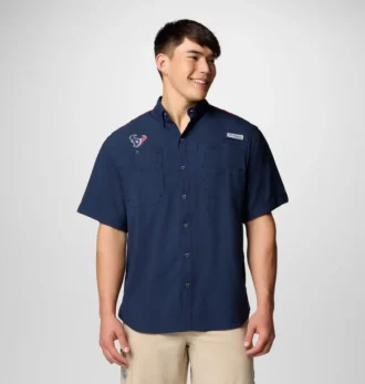 Camisa de manga corta con bloques de color PFG Tamiami™ para hombre – Houston Texans