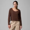 Camisa de manga larga con cuello Henley y diseño cuadriculado Brea Falls™ para mujer Camisa de manga larga con cuello Henley y diseño cuadriculado Brea Falls™ para mujer