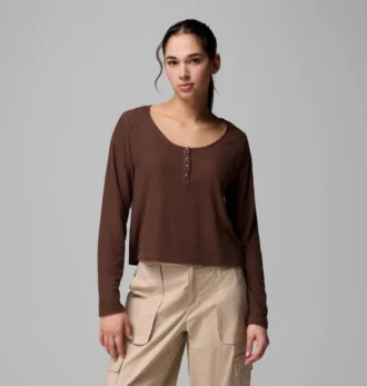Camisa de manga larga con cuello Henley y diseño cuadriculado Brea Falls™ para mujer Camisa de manga larga con cuello Henley y diseño cuadriculado Brea Falls™ para mujer