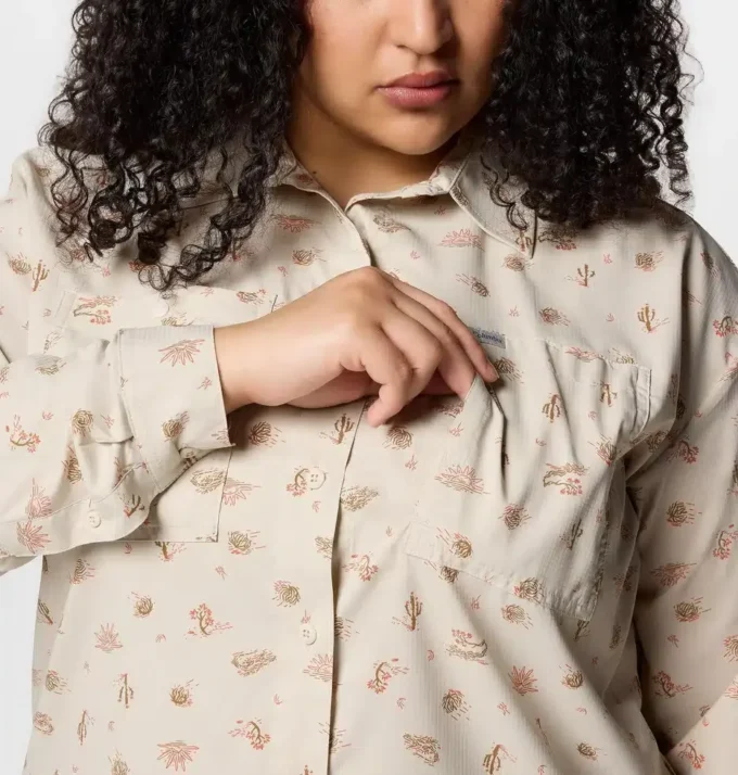 Camisa de manga larga con estampado utilitario Silver Ridge™ para mujer – Tallas grandes Camisa de manga larga con estampado utilitario Silver Ridge™ para mujer – Tallas grandes