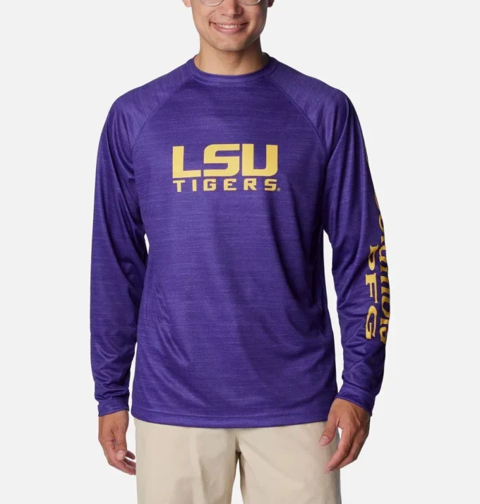 Camisa de manga larga Men Collegiate PFG Terminal Tackle™ Heather – LSU