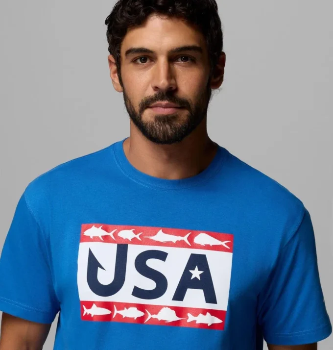 Camiseta PFG™ Silver Bank Americana Hook Flag para hombre