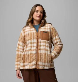 Chaqueta con cremallera completa y estampado West Bend™ para mujer – Tallas grandes