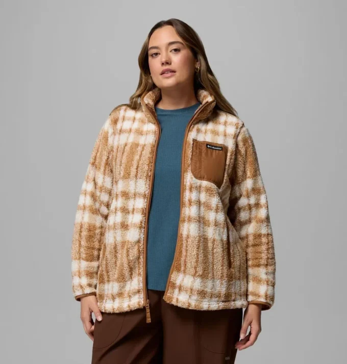 Chaqueta con cremallera completa y estampado West Bend™ para mujer – Tallas grandes Chaqueta con cremallera completa y estampado West Bend™ para mujer – Tallas grandes