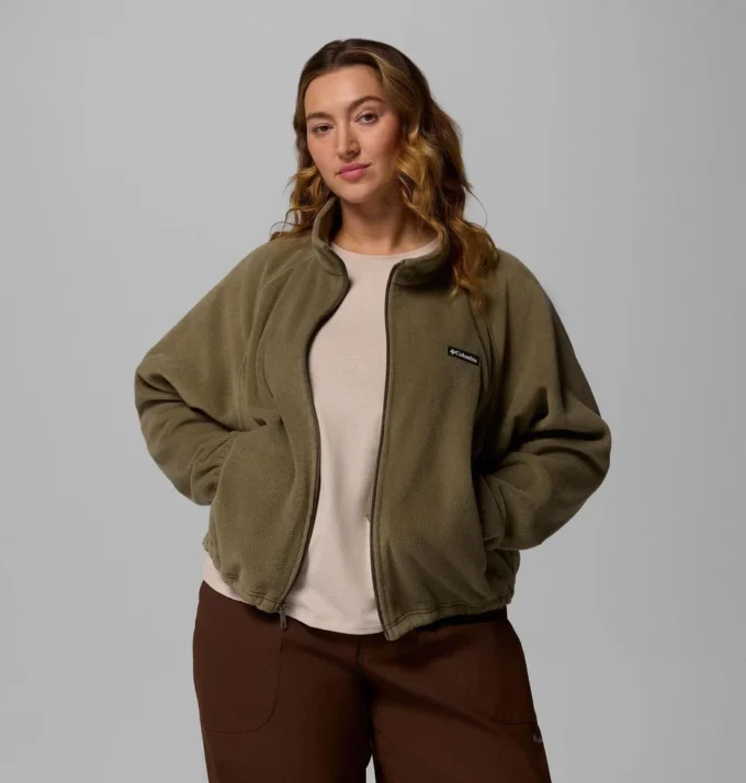Chaqueta polar con cremallera completa y corte holgado Benton Springs™ para mujer – Tallas grandes