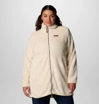 Chaqueta polar larga con cremallera completa Fire Side™ para mujer – Tallas grandes