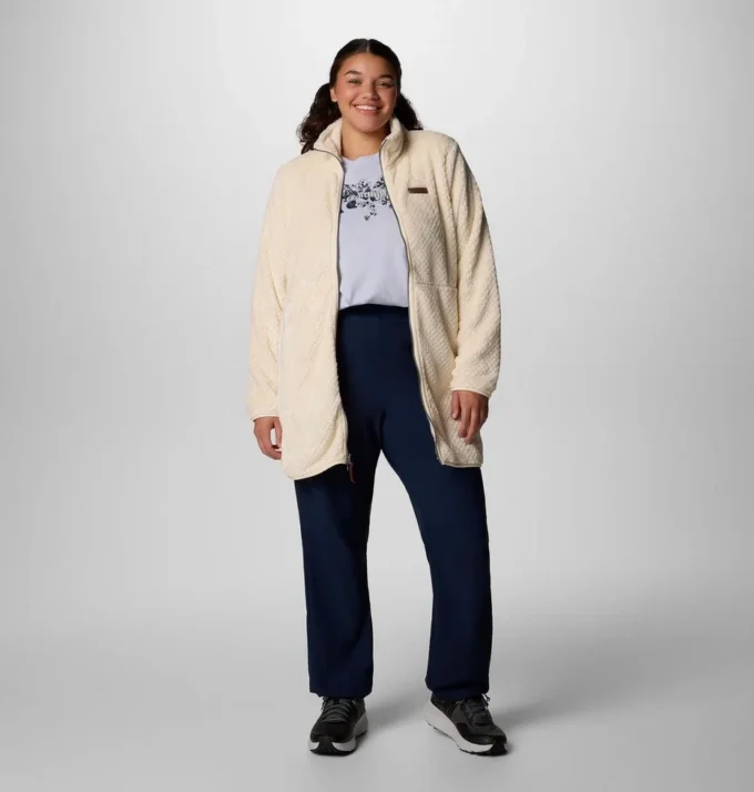 Chaqueta polar larga con cremallera completa Fire Side™ para mujer – Tallas grandes