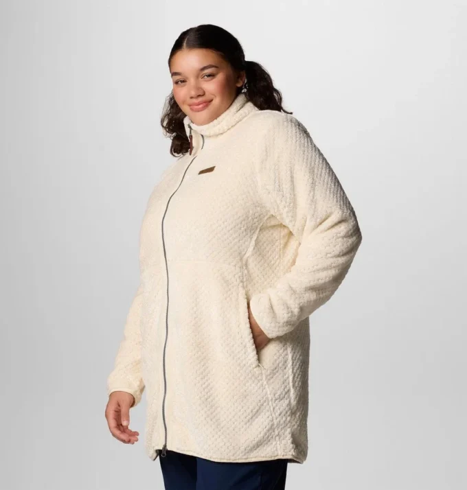 Chaqueta polar larga con cremallera completa Fire Side™ para mujer – Tallas grandes
