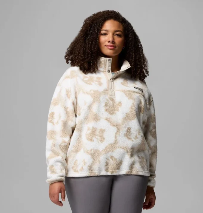 Sudadera corta con estampado Helvetia™ II y medio cierre de botones para mujer Sudadera corta con estampado Helvetia™ II y medio cierre de botones para mujer