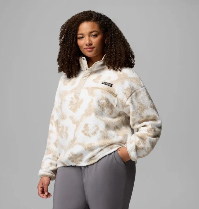 Sudadera corta con estampado Helvetia™ II y medio cierre de botones para mujer Sudadera corta con estampado Helvetia™ II y medio cierre de botones para mujer