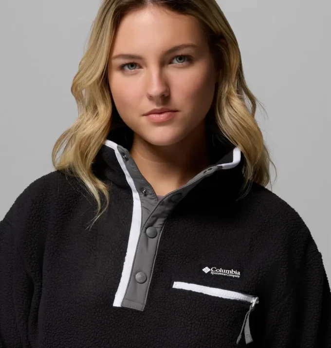 Sudadera corta de lana con medio broche Helvetia™ II para mujer