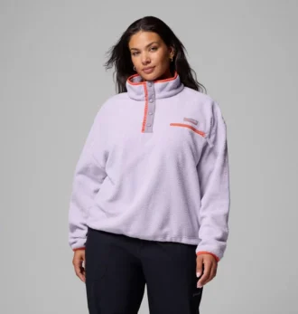 Suéter corto de lana con medio broche Helvetia™ II para mujer – Talla grande